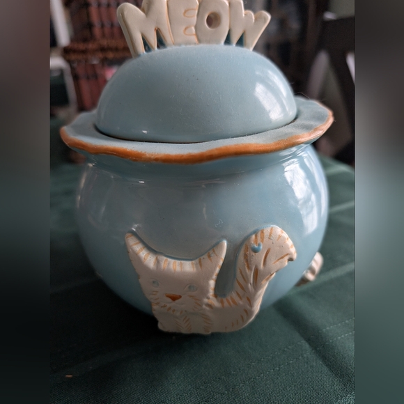 Other - Blue Ceramic Cat Jar